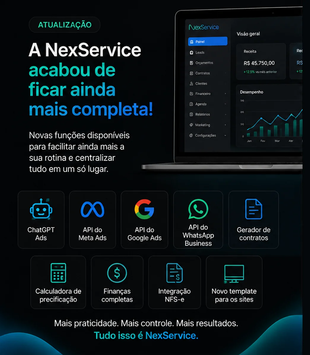 A plataforma completa para sua empresa de serviço